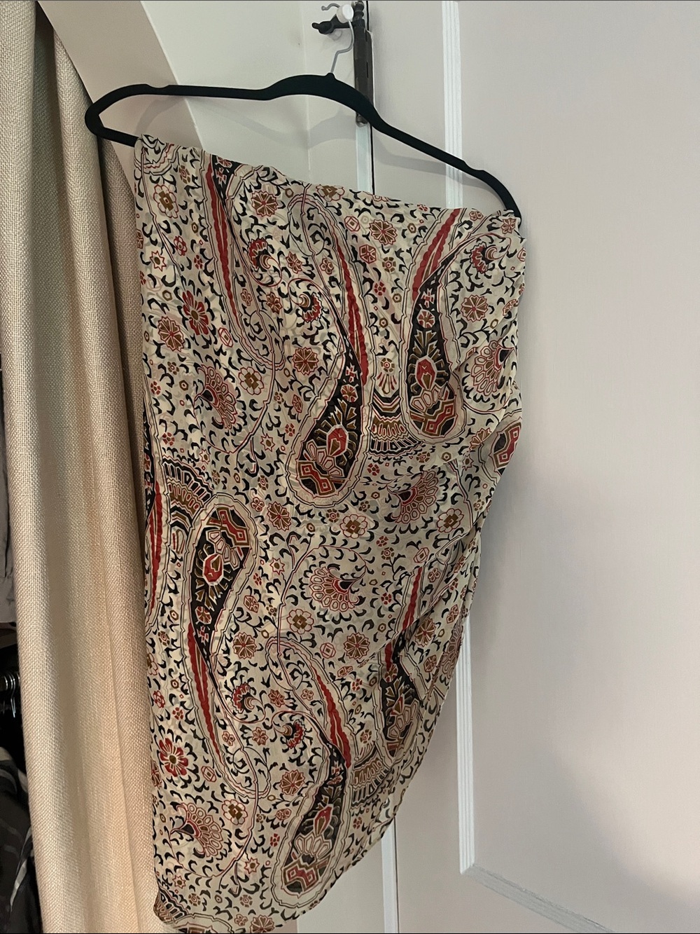 Veronica Beard Beige Paisley Print Women's Midi Skirt (100% silk)